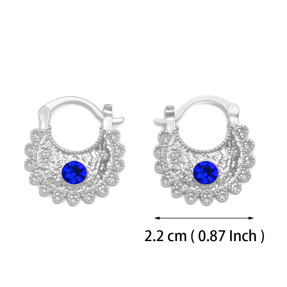 Anniyo 2.2CM/1.5CM Small Stud Earrings With Rhinestone Ethiopian Eritrean African Jewelry Women Girls #160916