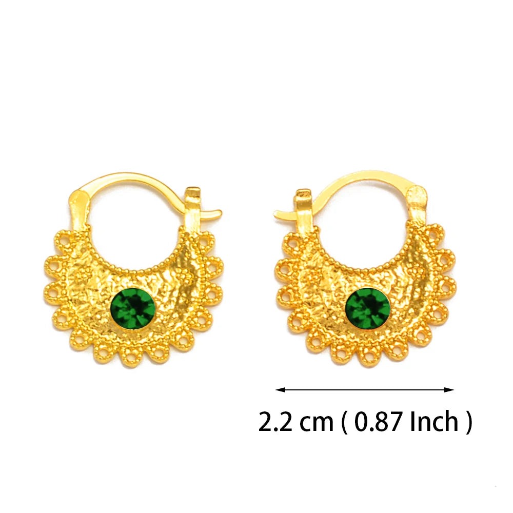 Anniyo 2.2CM/1.5CM Small Stud Earrings With Rhinestone Ethiopian Eritrean African Jewelry Women Girls #160916