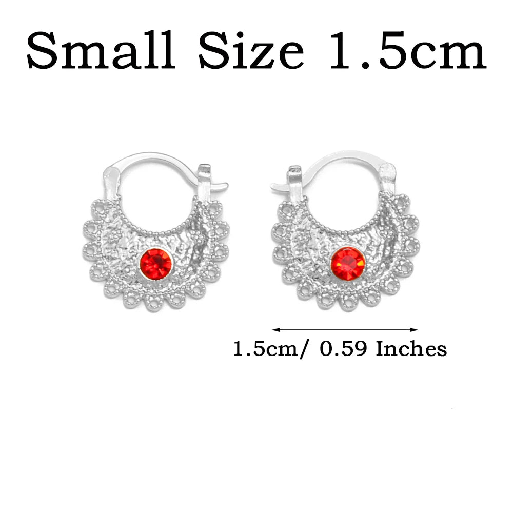 Anniyo 2.2CM/1.5CM Small Stud Earrings With Rhinestone Ethiopian Eritrean African Jewelry Women Girls #160916