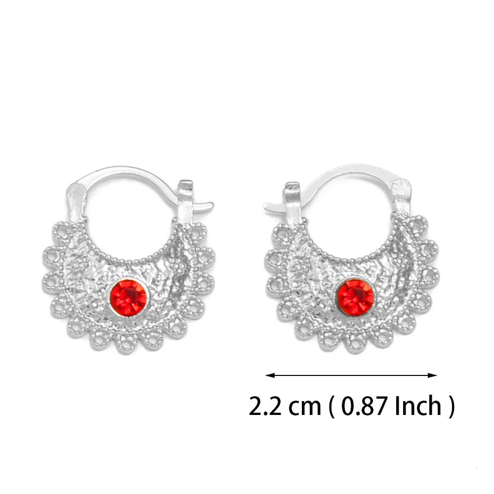 Anniyo 2.2CM/1.5CM Small Stud Earrings With Rhinestone Ethiopian Eritrean African Jewelry Women Girls #160916