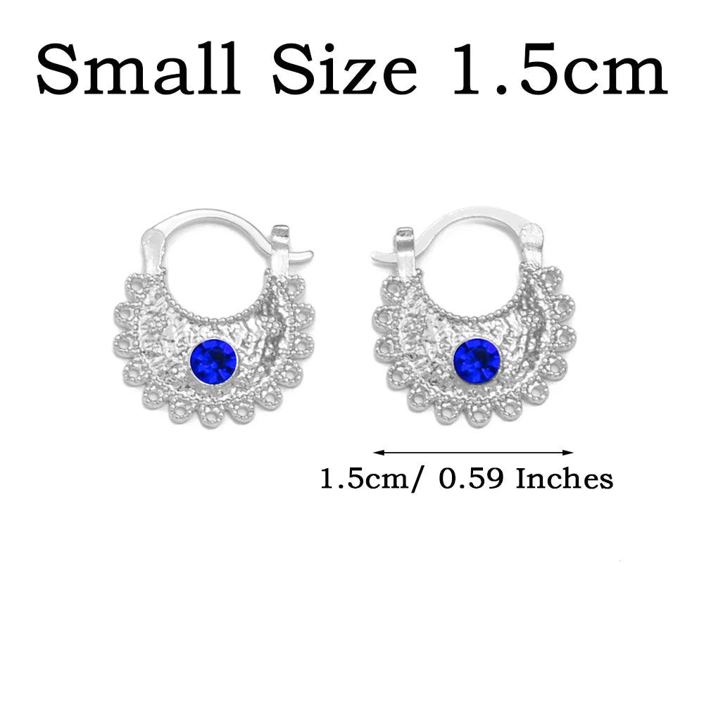 Anniyo 2.2CM/1.5CM Small Stud Earrings With Rhinestone Ethiopian Eritrean African Jewelry Women Girls #160916
