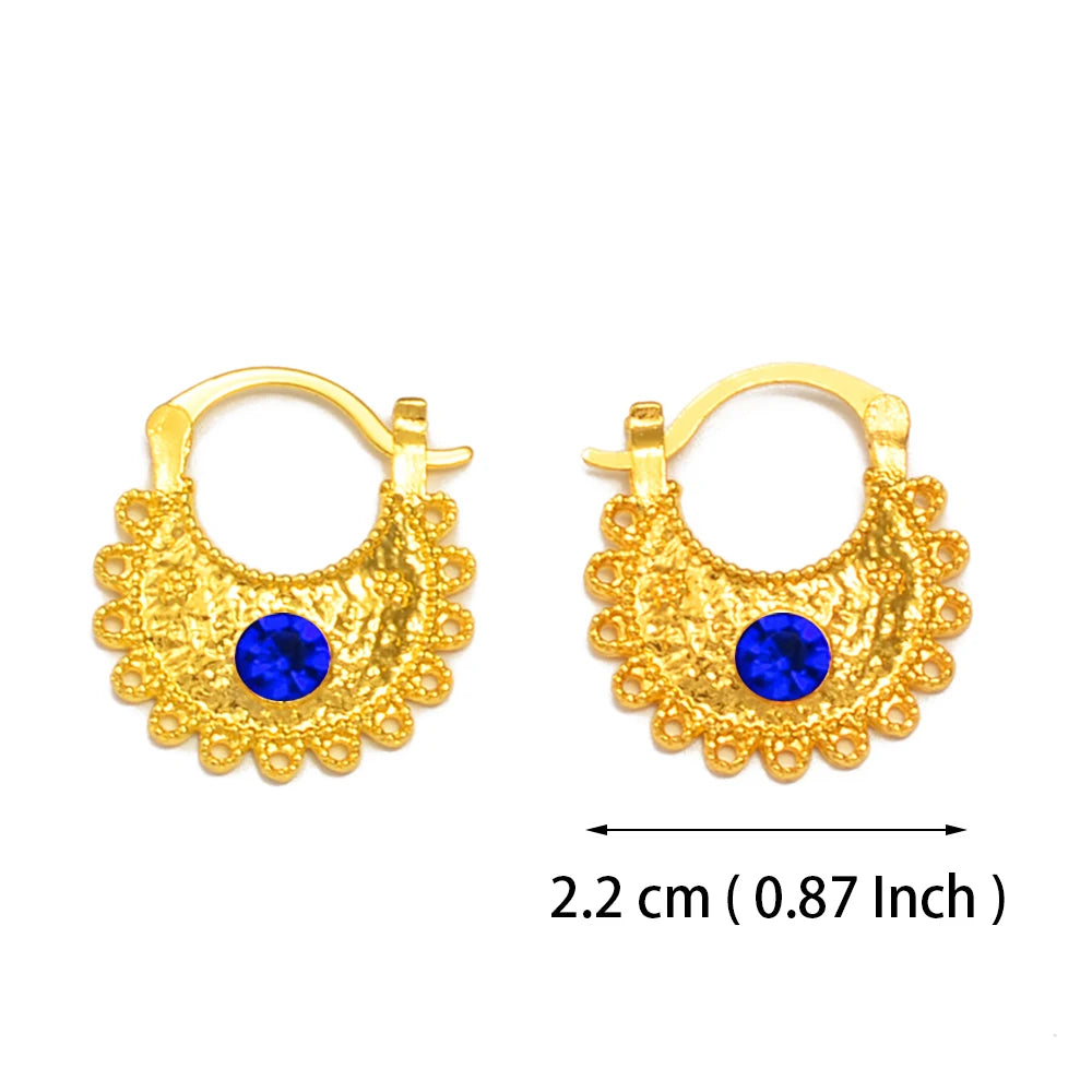 Anniyo 2.2CM/1.5CM Small Stud Earrings With Rhinestone Ethiopian Eritrean African Jewelry Women Girls #160916
