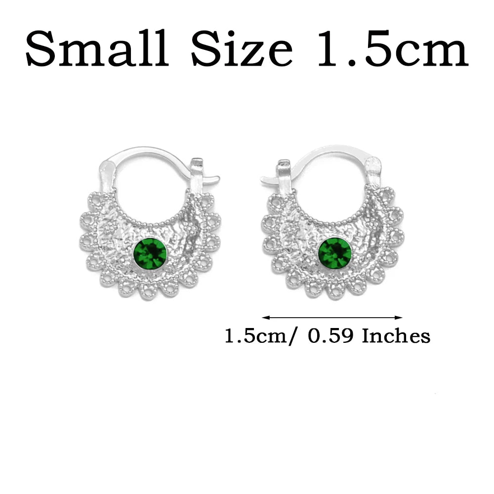 Anniyo 2.2CM/1.5CM Small Stud Earrings With Rhinestone Ethiopian Eritrean African Jewelry Women Girls #160916