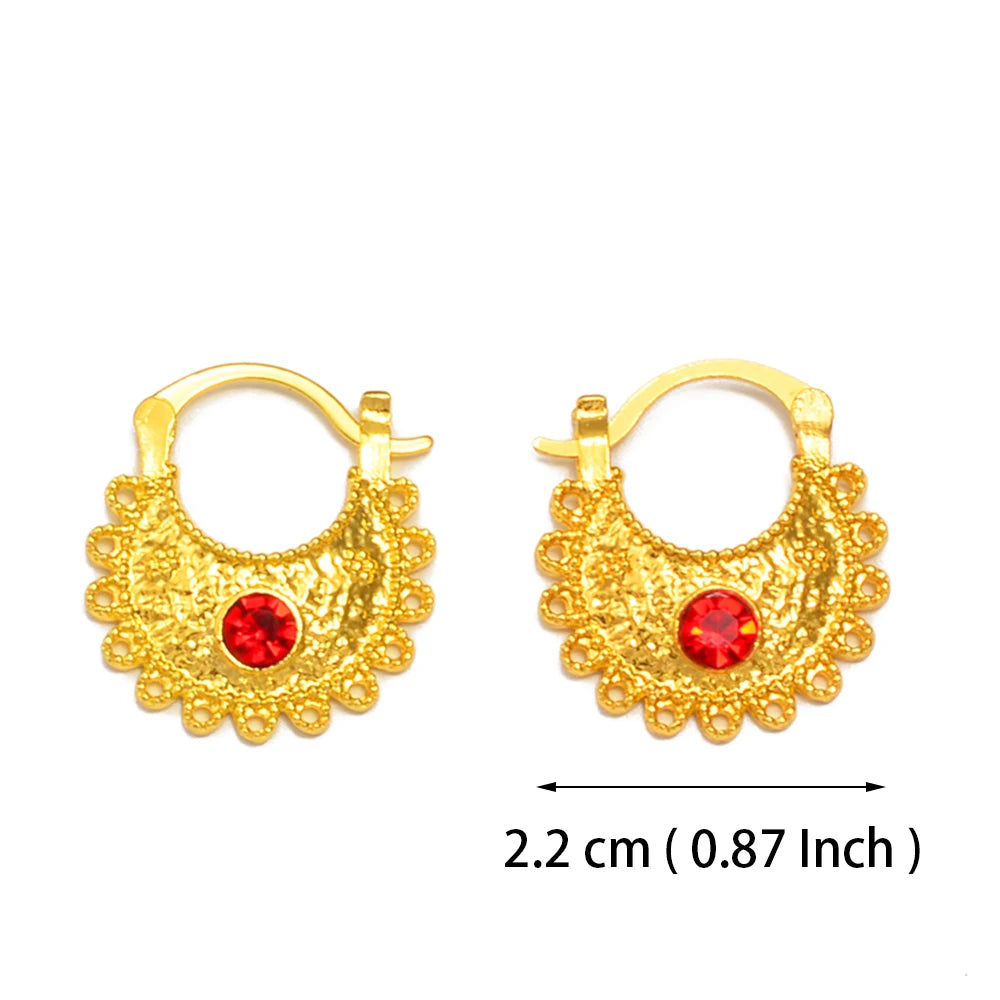 Anniyo 2.2CM/1.5CM Small Stud Earrings With Rhinestone Ethiopian Eritrean African Jewelry Women Girls #160916